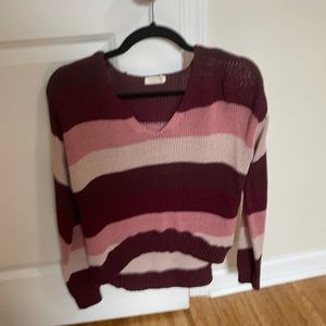 Harper (Francesca’s) - sweater - small - pink, maroon, white
